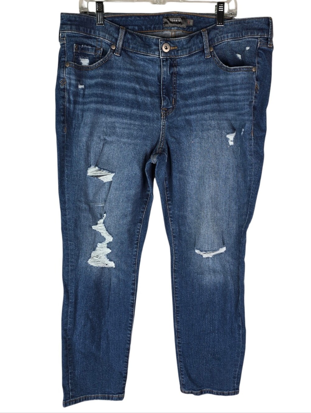 Torrid Womens 16R Mid Rise Medium Wash Distressed Skinny Ankle Jeans